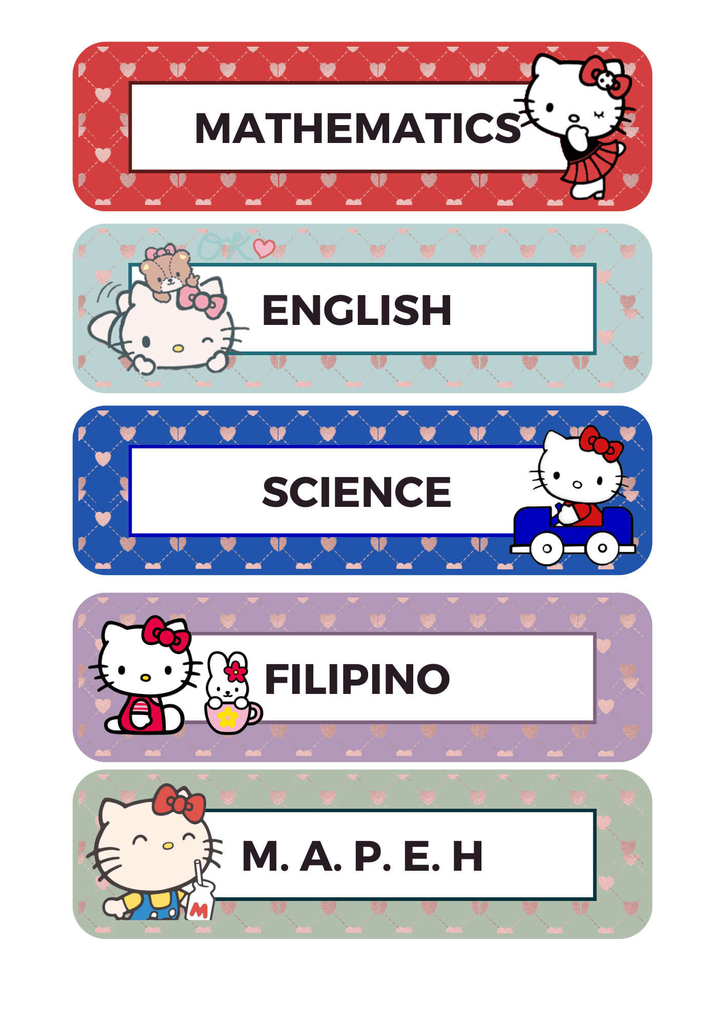 Hello Kitty Printable Label Templates