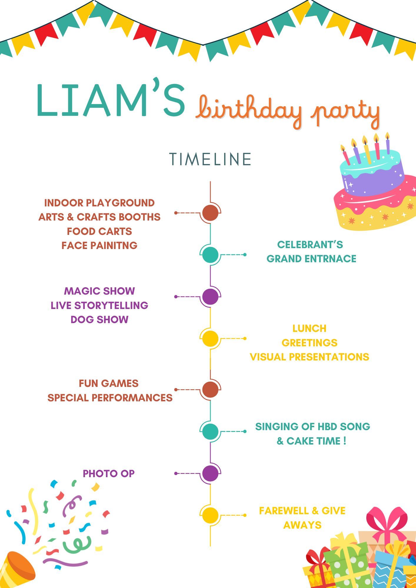 Birthday Party Program Sample Layout White And Gold Birthday Party