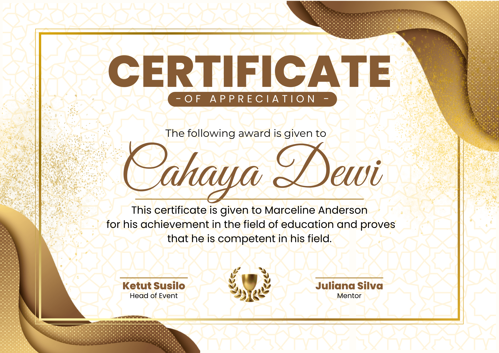 Certificate of appreciation award by xheren - raket.ph