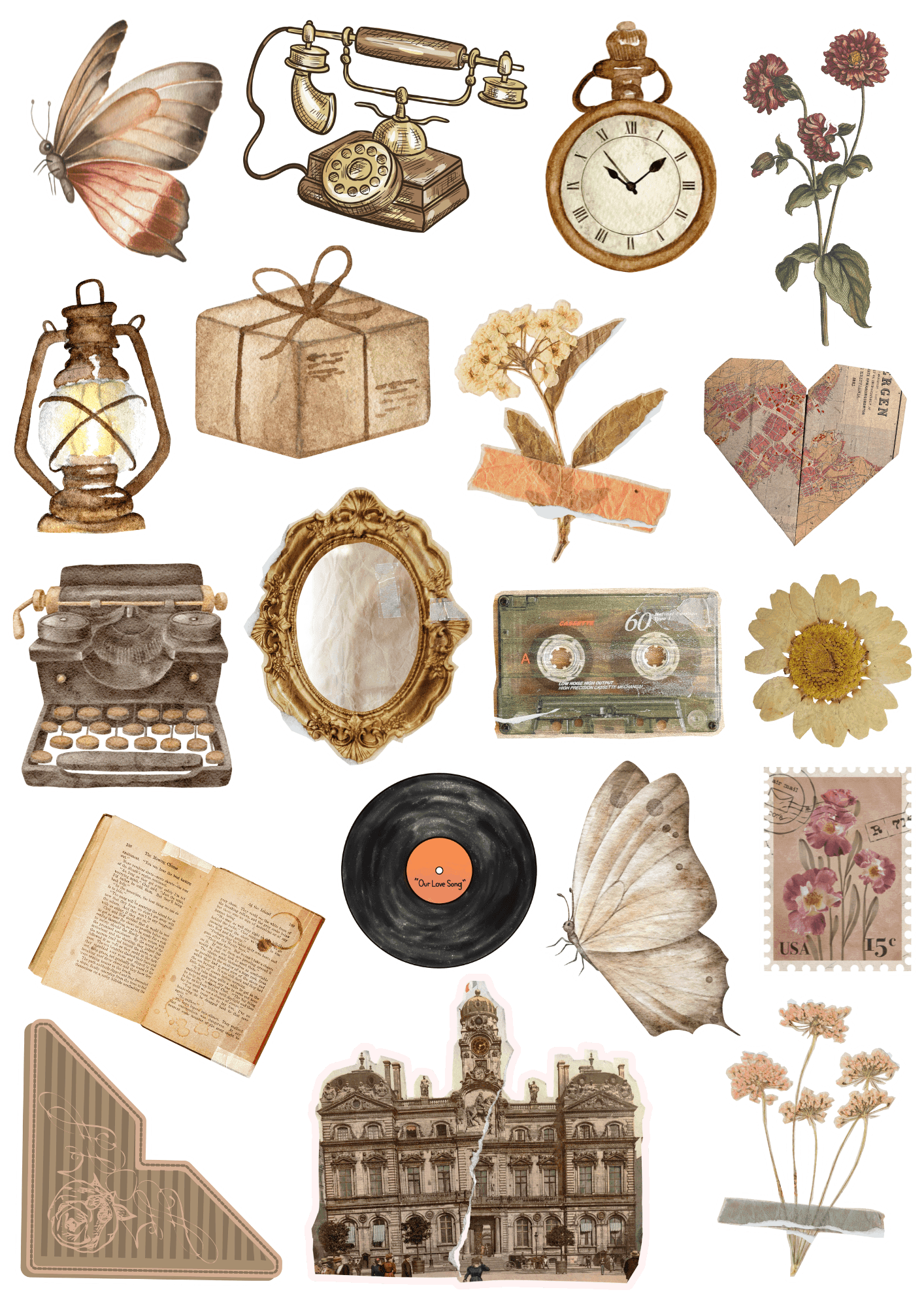 Printable vintage stickers by alexwithdigitals - raket.ph