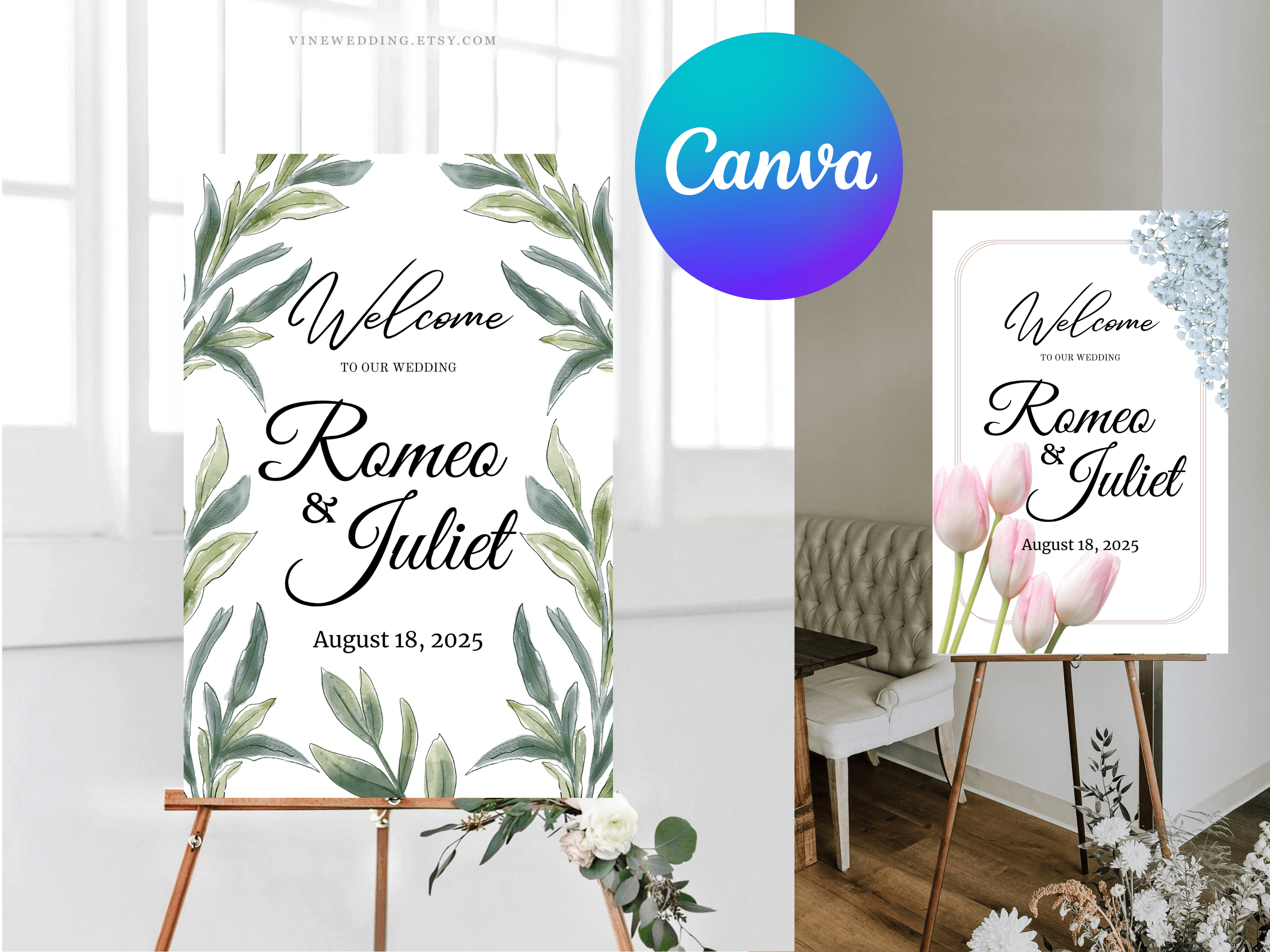 5 Sizes Editable Wedding Welcome Sign Templatewelcome Sign Printable