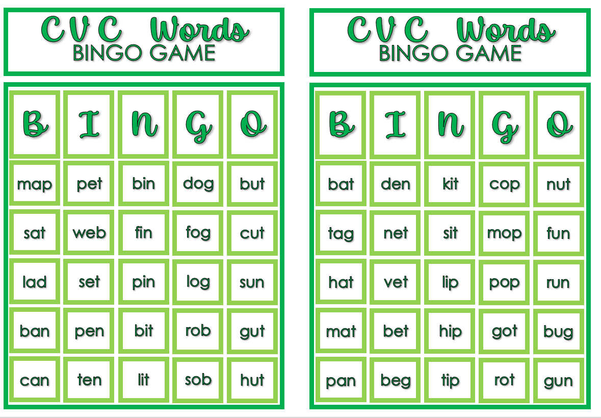 CVC WORDS BINGO GAME by a.sangalang - Raket.PH