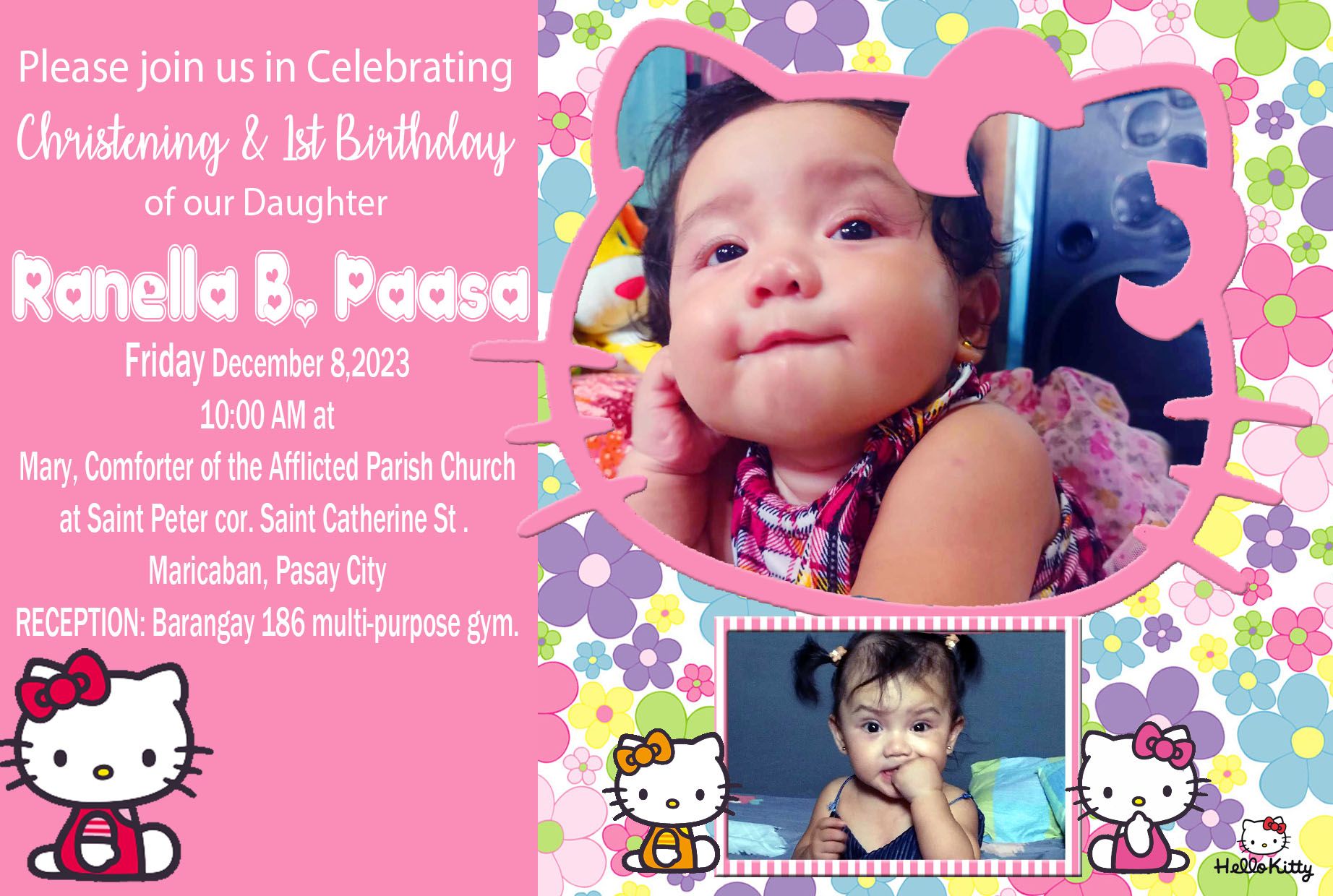 Hello Kitty Christening Invitations