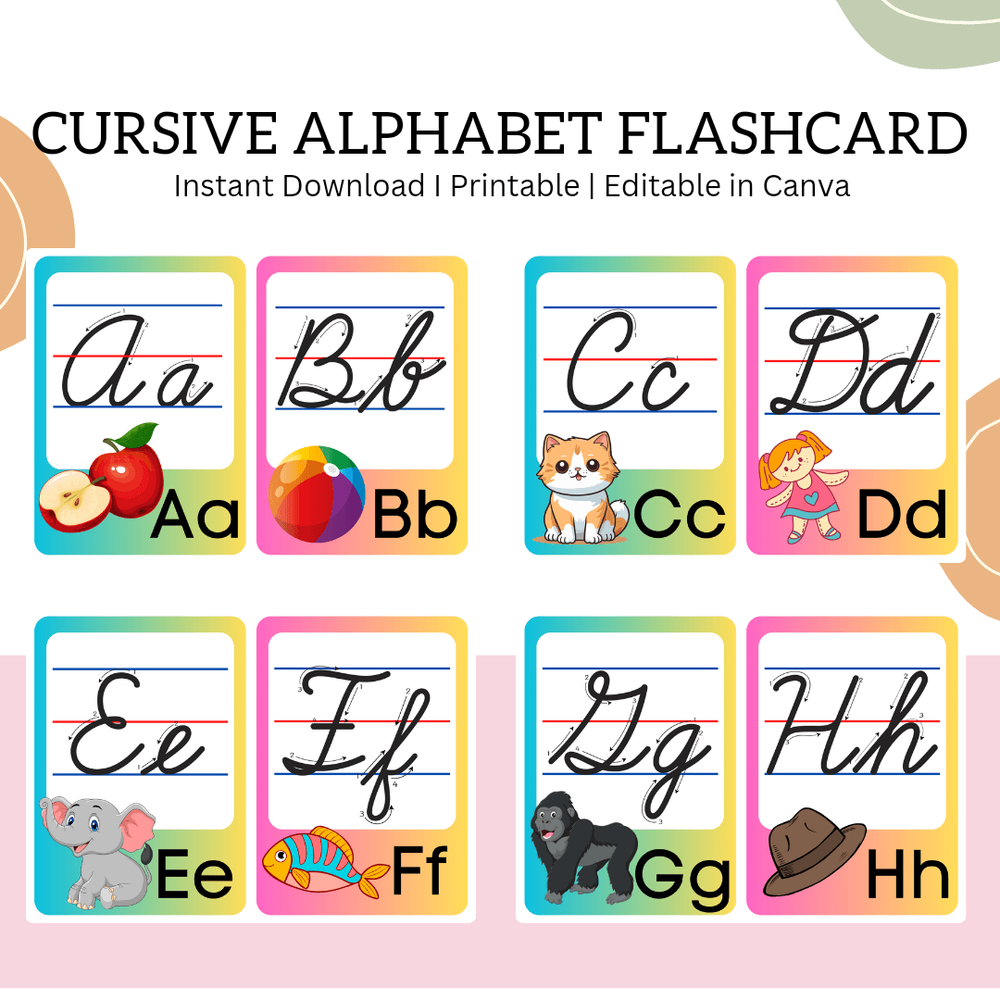 Free Print And Cursive Alphabet Flashcards And Posters 270x350