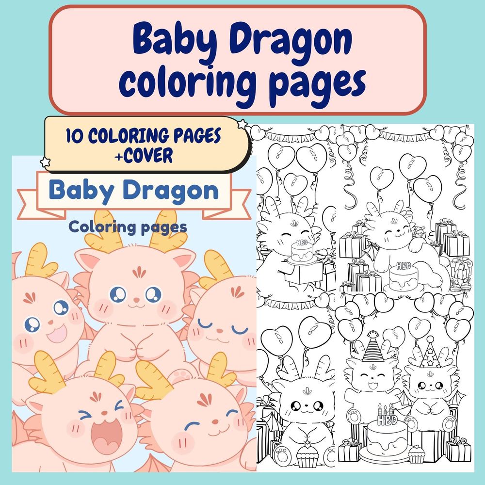 Baby Dragon Coloring Pages, Fantasy Coloring Pages, Printable