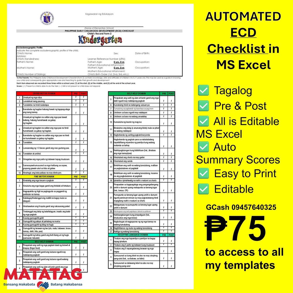 Developmental Checklist Format Early Childhood Development Checklist Deped Revised 2015 768x1024
