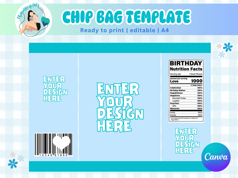 Editable Chip Bag Template by charmxdigitals - Raket.PH for Downloadable Free Printable Chip Bag Template