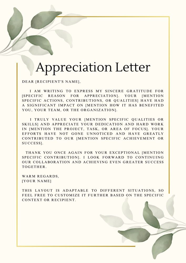 Thank You For Your Hard Work And Dedication Letter