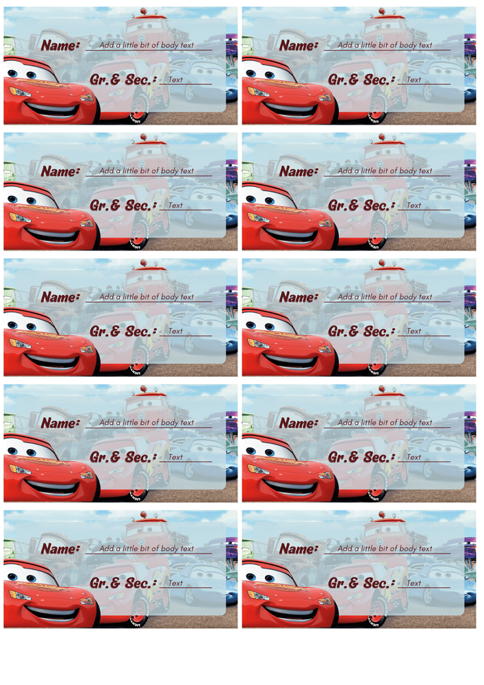 Cars Theme Sticker Label for Notebooks and Name Tag by templatesbyjazz - Raket.PH for Car Name Tags Free Printable