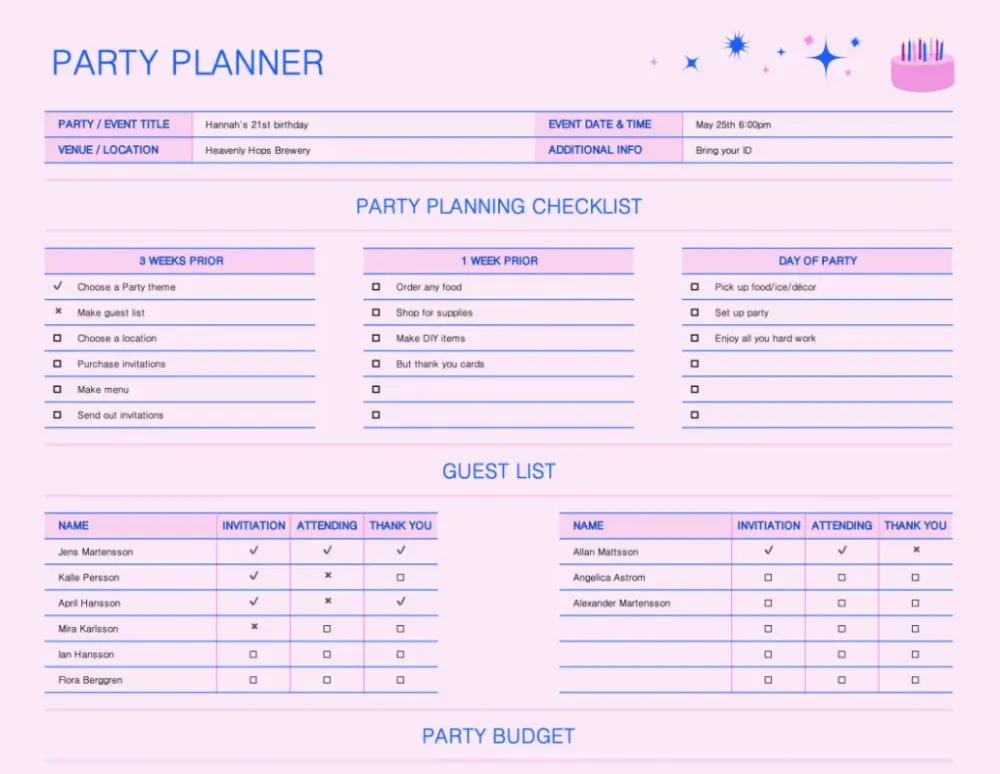 Party Planning Checklist Printable How To Organize A School Formal