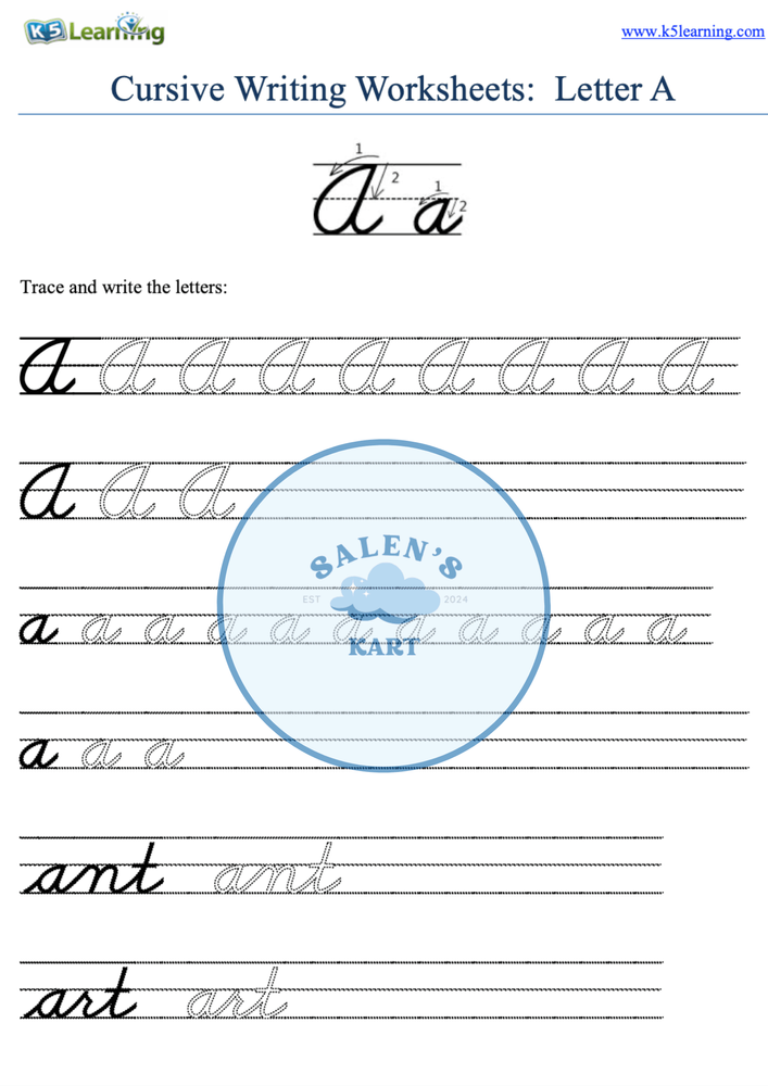 Cursive Letters Tracing Worksheets