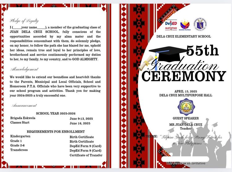 Sample Elementary Graduation Program Elementary Graduation Program Template