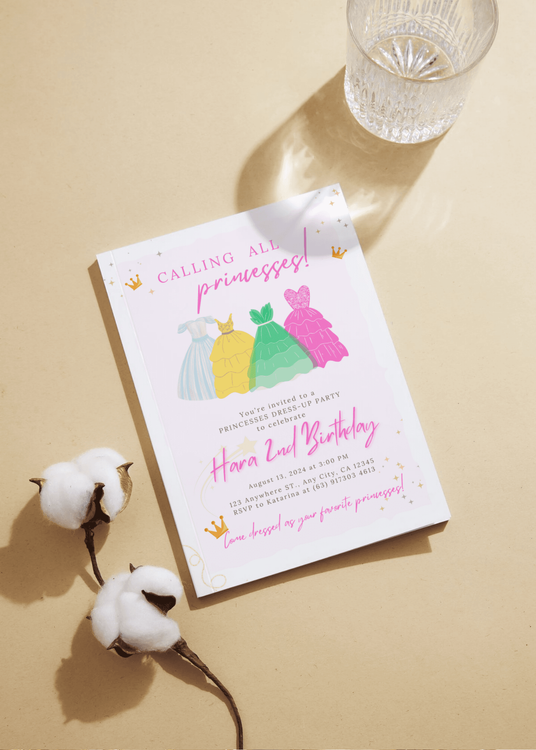 open lace back dress Blue Cindrella Princess Invitation – King of Cards main image 0