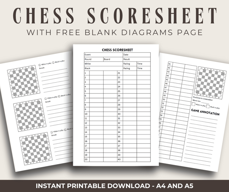 Printable Chess Score Sheet with FREE Blank Diagrams page for easy notetaking of important positions by mariesandiegochess - Raket.PH printable-chess-score-sheet-with-free-blank-diagrams-page-for-easy-notetaking-of-important-positions-by-mariesandiegochess-raket-ph