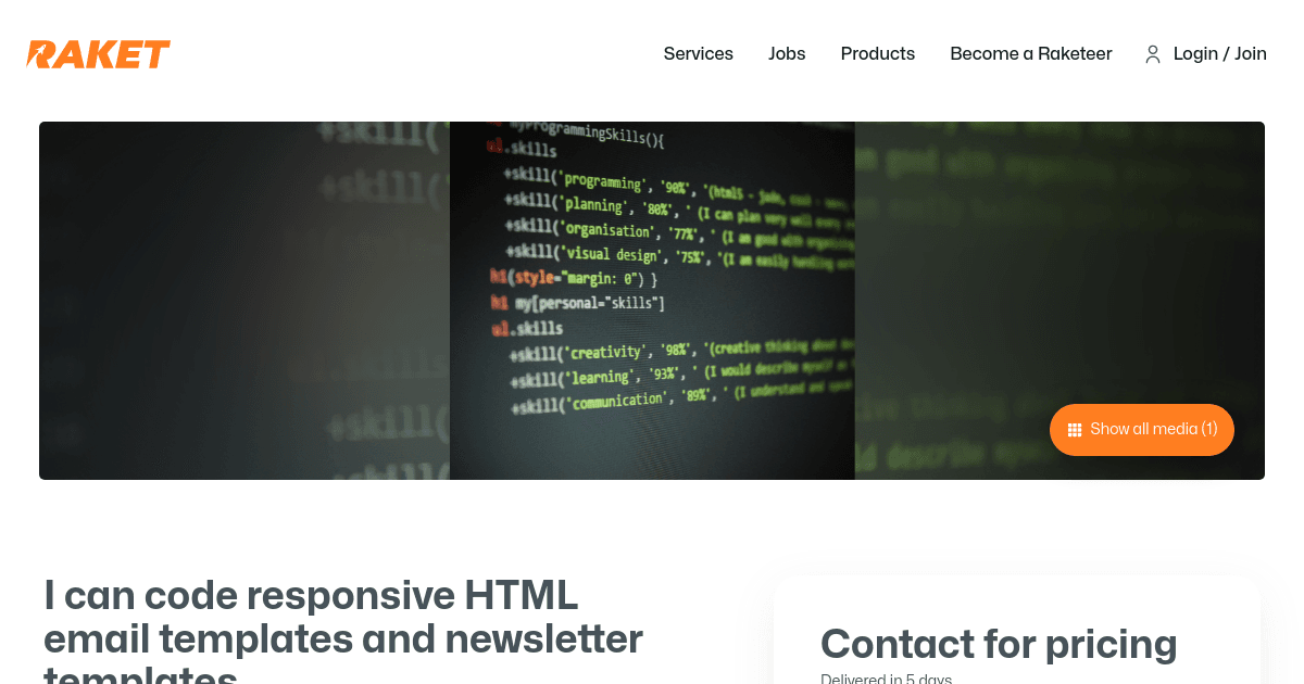 Responsive Front-end (HTML5 and CSS) by rhods26 - Raket.PH