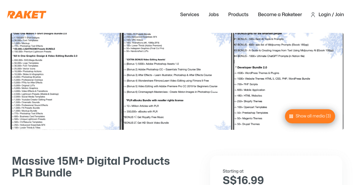 Massive 15M+ Digital Products PLR Bundle by rosedinoy3 - Raket.PH
