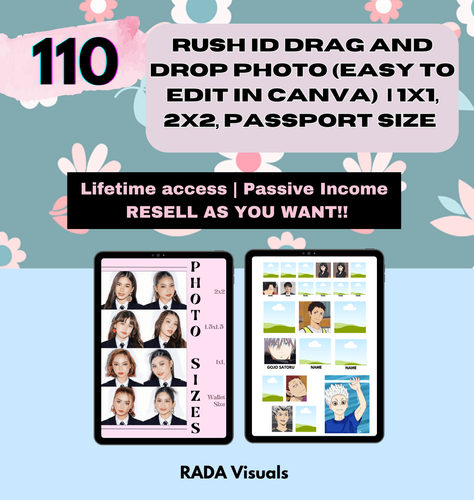 Rush ID Drag and Drop Photo Editable Canva Template | 1x1, 2x2 ...