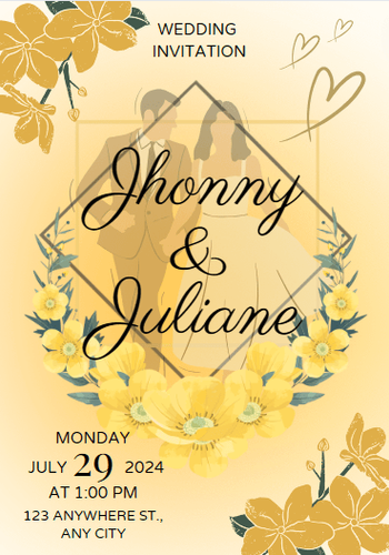Yellow Tulip Wedding Invitation Design Yellow Tulip Invite Etsy