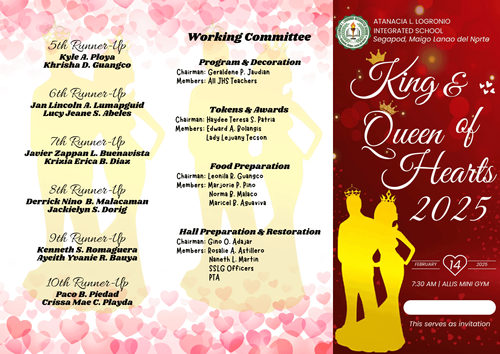 Sample Program For Coronation Rites King and Queen of Hearts Coronation Sash Layout by geraldenejaudian ...