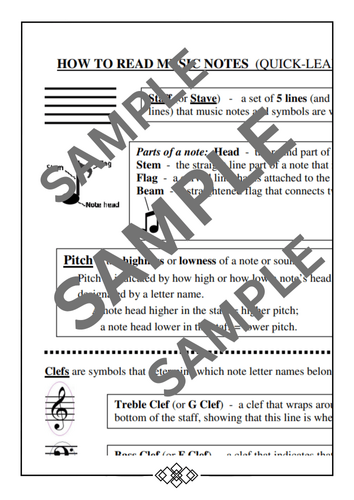 Reading Music Notes Cheat Sheet
