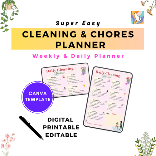 Cleaning Schedule Checklist Editable Canva Template by iammayannagriam ...