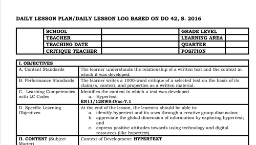Deped Lesson Plan Format 2024 Pdf - Infoupdate.org
