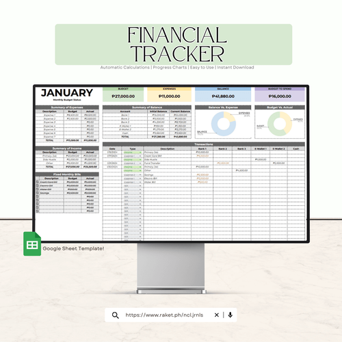 Financial Color Tracker The Ultimate All-in-One Financial Planner - For Budgeting, Debt tracker ...