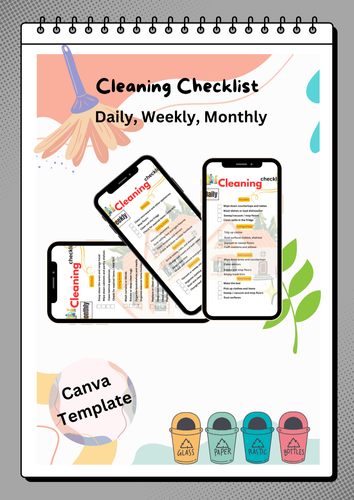 Cleaning Checklist Editable Canva Template by rodrigomanuel407 - Raket.PH