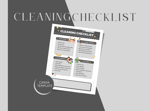 Cleaning Checklist Editable Canva Template by rodrigomanuel407 - Raket.PH