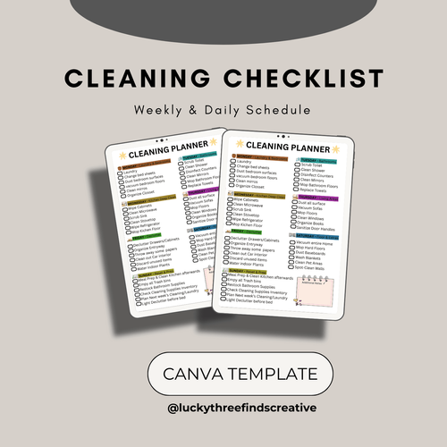 Cleaning Schedule Checklist Editable Canva Template by iammayannagriam ...