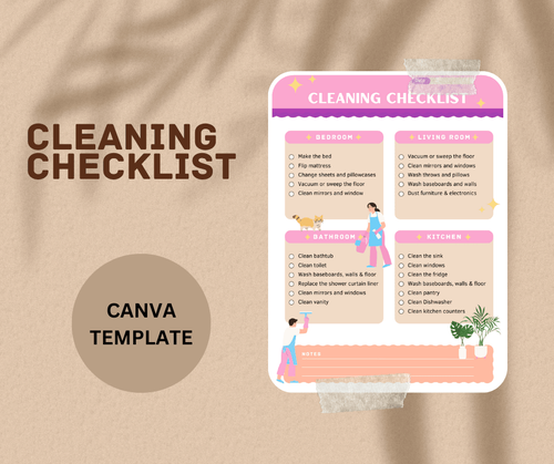 Cleaning Checklist Editable Canva Template by rodrigomanuel407 - Raket.PH