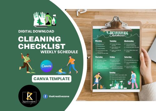 Cleaning Checklist Editable Canva Template by rodrigomanuel407 - Raket.PH