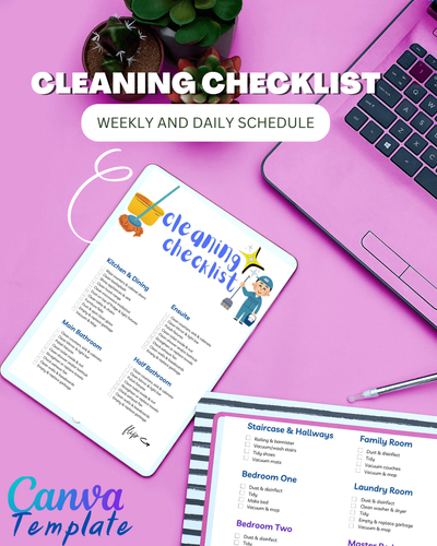 Cleaning Checklist Editable Canva Template by rodrigomanuel407 - Raket.PH