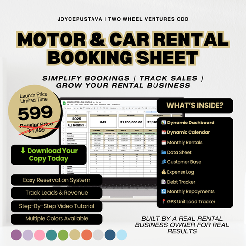 Motor Rental Sample Booking Data / Report Visualization and Dashboard Creation in MS Excel by ...