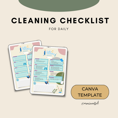 Cleaning Checklist Editable Canva Template by rodrigomanuel407 - Raket.PH