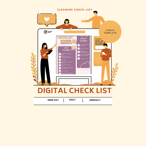 Kitchen Cleaning Checklist Editable Canva Template by timyong - Raket.PH
