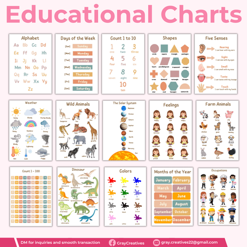 Kids Learning Educational Charts (Printable) by heyangel_digitals ...