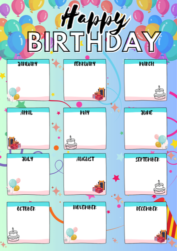 Free Printable Birthday Chart