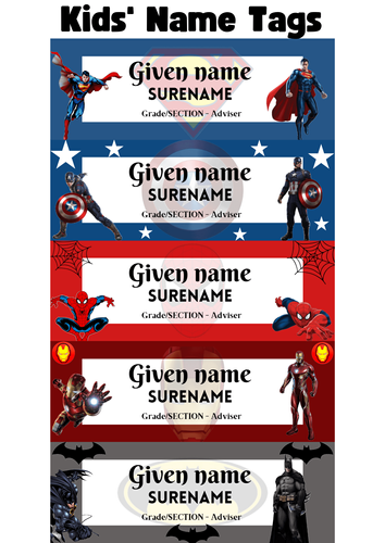avengers name tag template