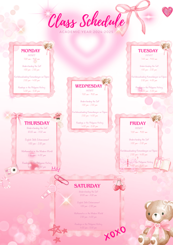 Pink Schedule Roster Pink Theme Classroom Schedule by diwani - Raket.PH