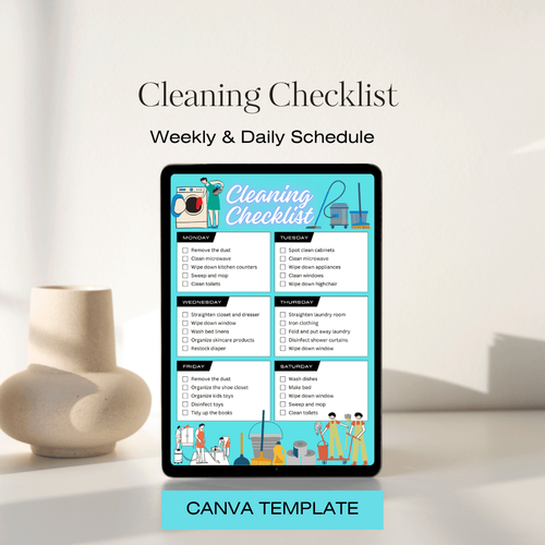 Cleaning Checklist Editable Canva Template by rodrigomanuel407 - Raket.PH
