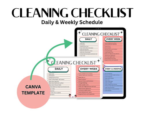Cleaning Checklist Editable Canva Template by rodrigomanuel407 - Raket.PH