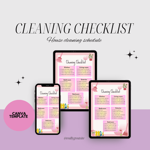 Cleaning Checklist Editable Canva Template by rodrigomanuel407 - Raket.PH