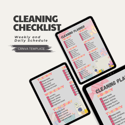 Cleaning Checklist Editable Canva Template by rodrigomanuel407 - Raket.PH