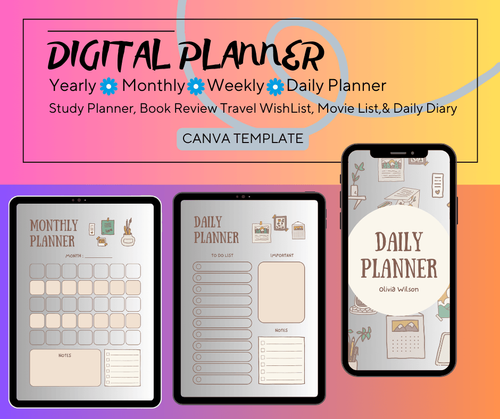 Digital planner editable Canva template by charlotte_wolfstein - Raket.PH