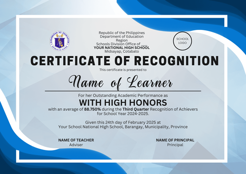 Certificate Of Recognition Template Deped Matatag