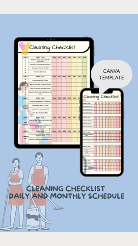 Cleaning Checklist Editable Canva Template by rodrigomanuel407 - Raket.PH