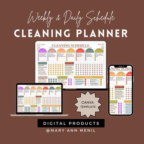 Cleaning Schedule Checklist Editable Canva Template by iammayannagriam ...
